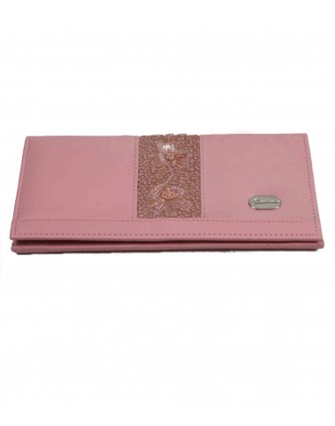 Border Wallet - Baby Pink Embroidered