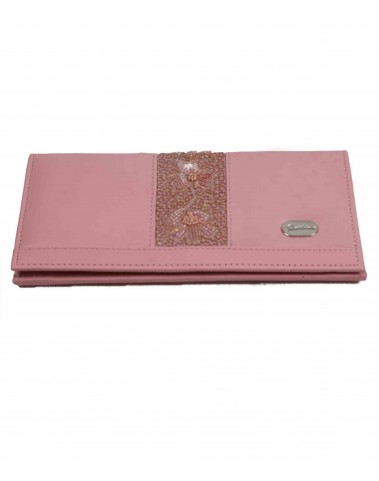 Border Wallet - Baby Pink Embroidered