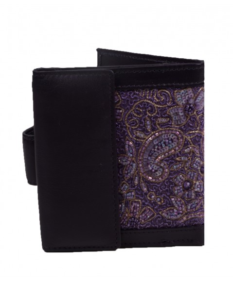 Folding Wallet - Lavender Embroidered