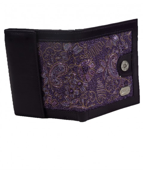 Folding Wallet - Lavender Embroidered