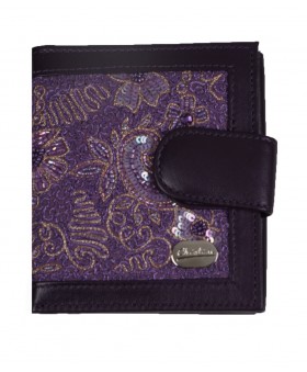 Folding Wallet - Lavender Embroidered