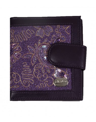 Folding Wallet - Lavender Embroidered