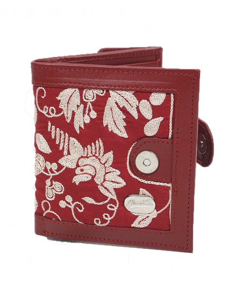 Folding Wallet - Red Embroidered 