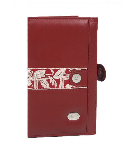 Passport Wallet - Red Embroidered 