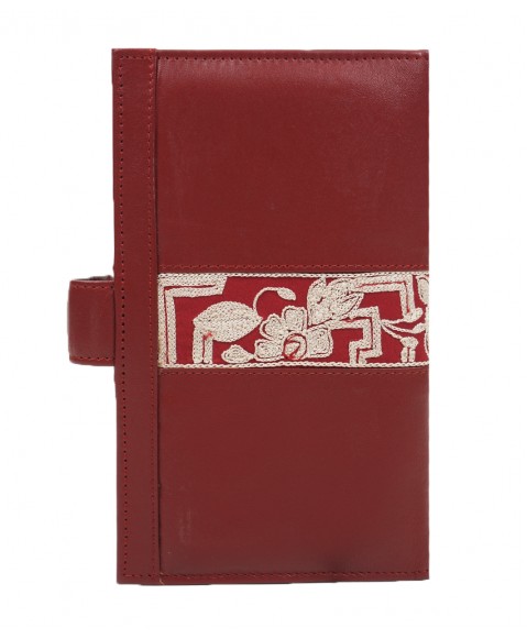 Passport Wallet - Red Embroidered 