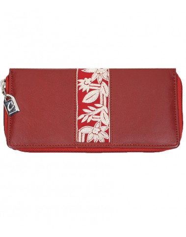 Zip Wallet - Red Embroidered 