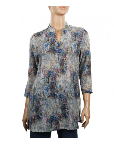 Casual Kurti - Blue Roses Pintuck