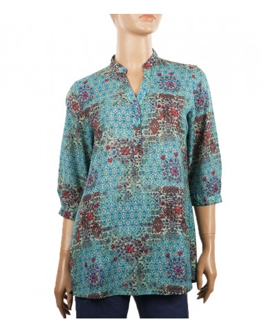 Casual Kurti - Green and Blue Abstract