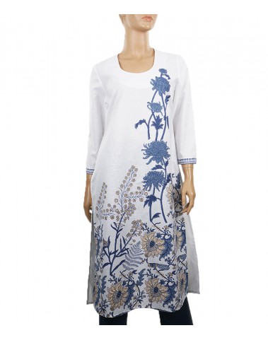 Tunic - White Blue Block Print