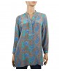  Long Silk Shirt - Blue Flowers