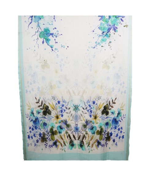 Printed Stole - Aqua Floral