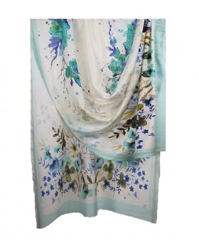 Printed Stole - Aqua Floral