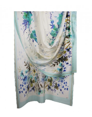 Printed Stole - Aqua Floral