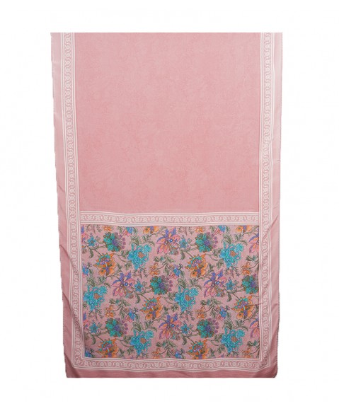 Crepe Silk Scarf - Dusty Pink Garden