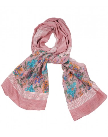 Crepe Silk Scarf - Dusty Pink Garden