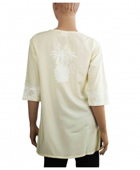 Casual Kurti - Off White Block Print