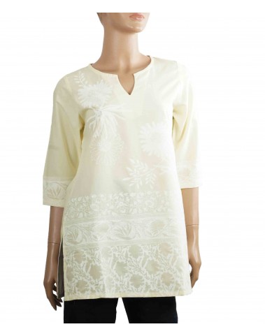 Casual Kurti - Off White Block Print