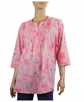 Casual Kurti - Pink Yolk Pintuck