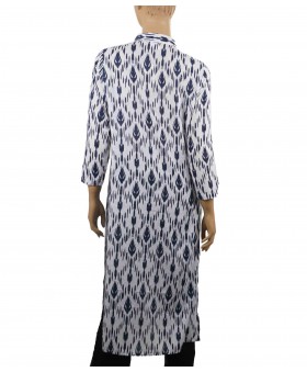 Tunic - White Indigo Ikat