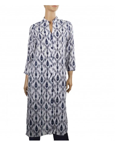 Tunic - White Indigo Ikat