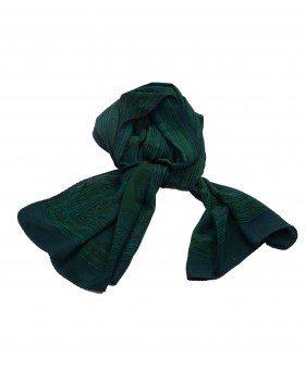 Crepe Silk Scarf - Green Floral Patchwork