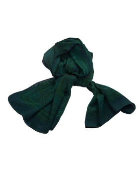 Crepe Silk Scarf - Green Floral Patchwork