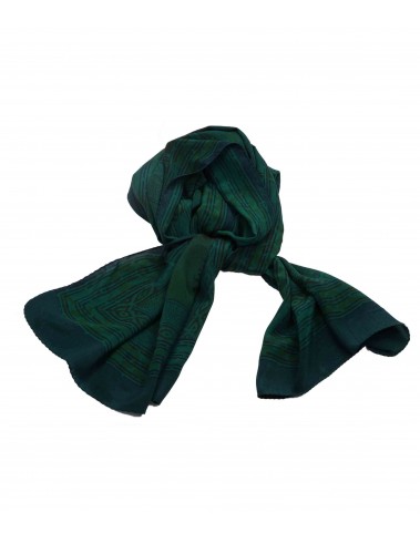 Crepe Silk Scarf - Green Floral Patchwork