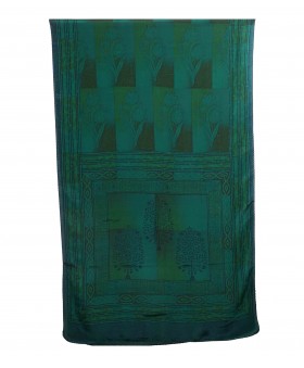 Crepe Silk Scarf - Green Floral Patchwork