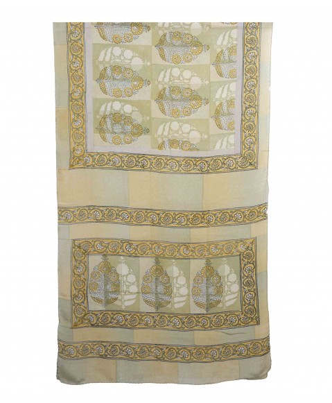 Crepe Silk Scarf - Beige Patchwork