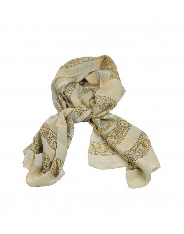 Crepe Silk Scarf - Beige Patchwork