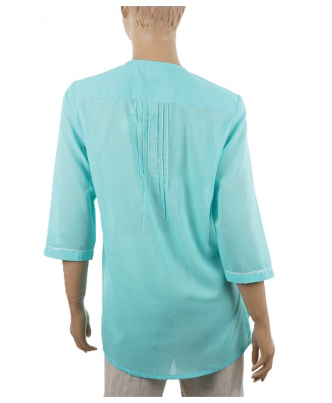 Embroidered Casual Kurti-Aqua 