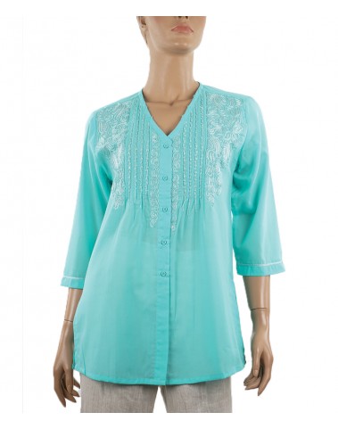 Embroidered Casual Kurti-Aqua 