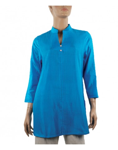 Silk Shirt - Blue Pintuck