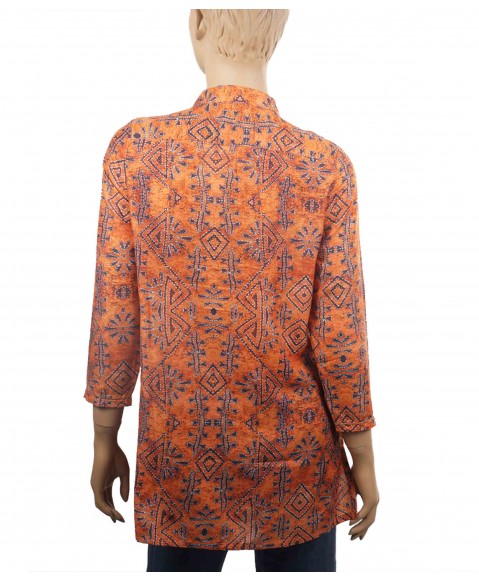 Antique Kurti - Orange Triangles 