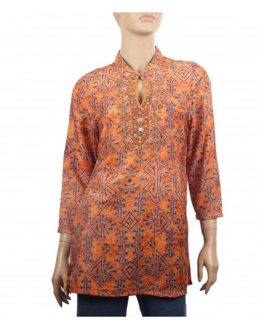 Antique Kurti - Orange Triangles 