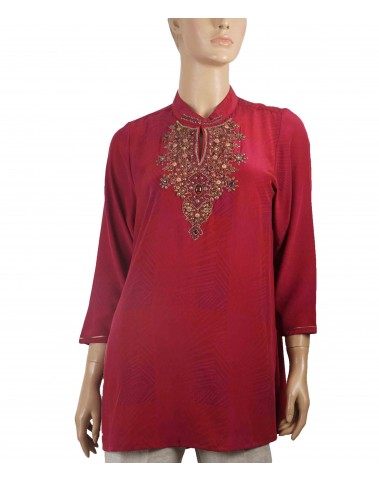 Antique Silk Kurti - Magenta