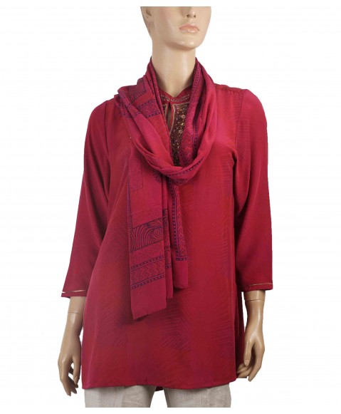 Antique Silk Kurti - Magenta