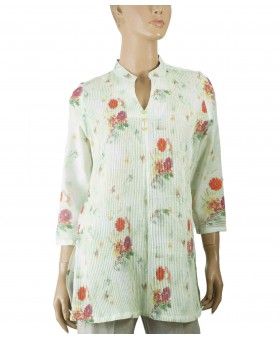 Casual Kurti - Lemon Green Pintuck