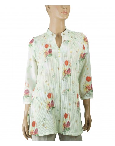 Casual Kurti - Lemon Green Pintuck