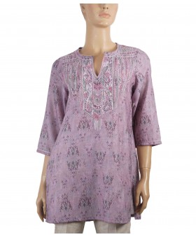 Casual Kurti - Lavender Embroidery