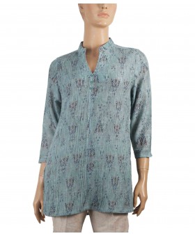 Casual Kurti - Cement Green pintuck