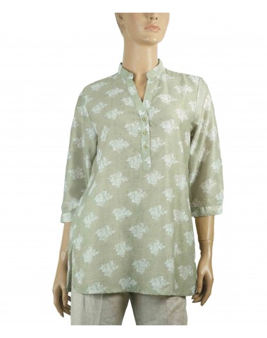 Casual Kurti - White Patch on pista green