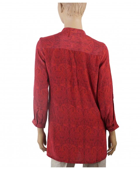 Long Silk Shirt - Pink Paisley