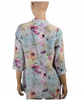 Short Silk Shirt - Dusty Floral