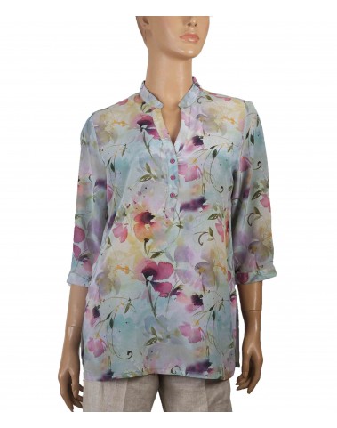 Short Silk Shirt - Dusty Floral