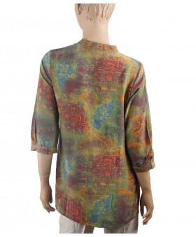 Short Silk Shirt - Green Rust