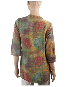 Short Silk Shirt - Green Rust