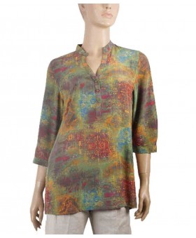 Short Silk Shirt - Green Rust