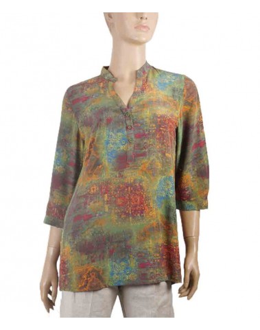 Short Silk Shirt - Green Rust