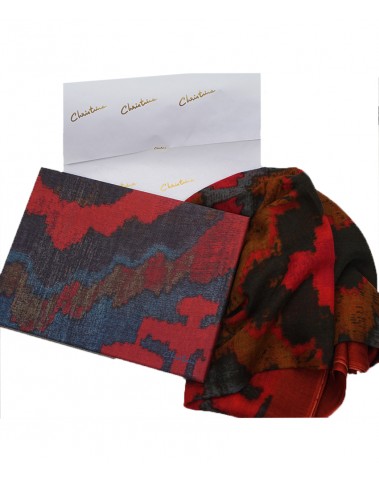 Red and Green Smudged Box Stole